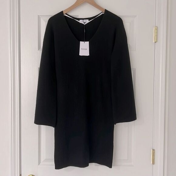 NAADAM collection wool cashmere Twist-back ribbed mini dress Sz small - Picture 5 of 11